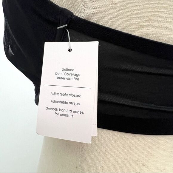 NWT Auden Sheer Mesh Unlined Demi Coverage Underwire Bra 34D Black - Picture 10 of 11